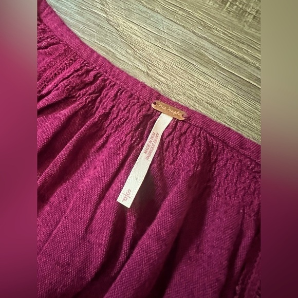 Free People All My Life Dress Small Boho Embroidered Tassel Beachy Maroon - Picture 9 of 10